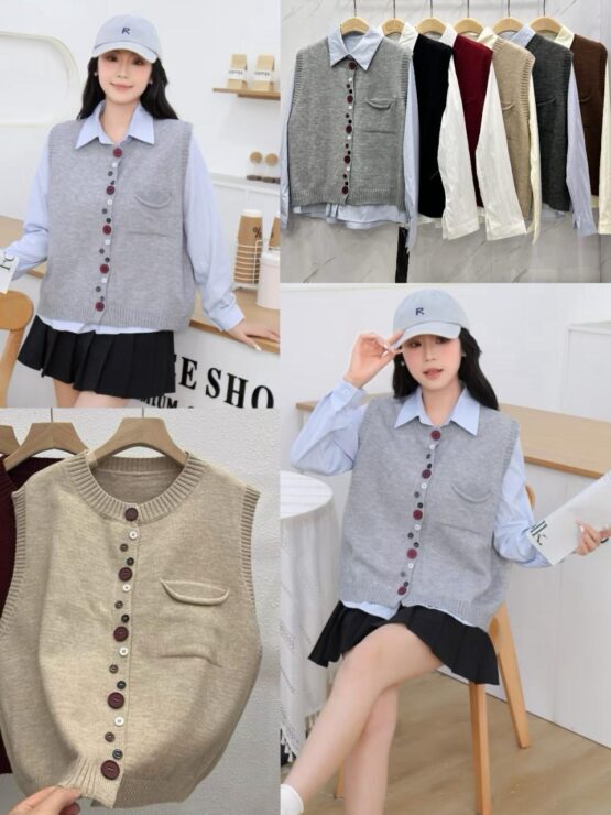 MMJ 9891 Kemeja + Vest ( 2 in 1 )